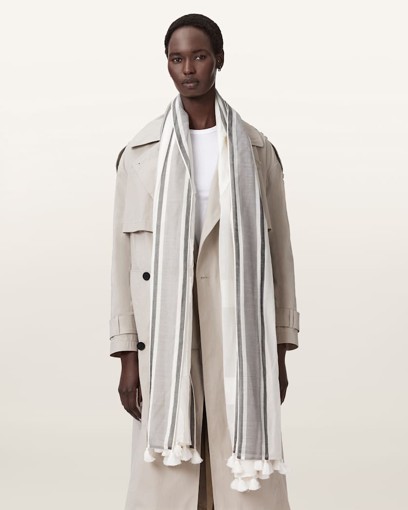 Caty Wraparound Wool Blend Pareo Chalk White | ALLSAINTS